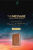 The Message/Large Print Devotional Bible-Brown Cross Leather Look