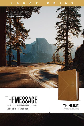 The Message Thinline Bible/Large Print-Arrow Saddle Tan LeatherLike