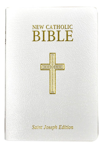 NCB St. Joseph New Catholic Bible Personal Size-White Bonded Leather