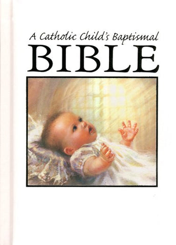 NAB A Catholic Child's Baptismal Bible -Baby Image on Front of Bible