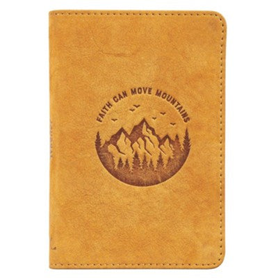 Journal-Full Grain Leather Pocket-Sized-Faith Can Move Mountains