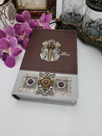NIV Jeweled Two Rings One Love Couples Devotional Bible Chocolate Silver ---- Limited Quantities available