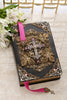 NAB Antique Silver and Rose Crystal Jeweled Large Print Leather Bible