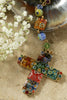 Candy Glass Square Rosary Cross Pendant