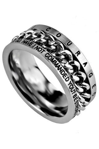 Chain Ring Strong & Courageous Joshua 1:9