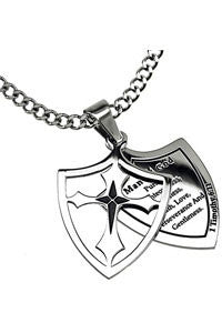 Necklace-2 Pc Shield Cross-Man Of God (1 Tim 6:11)