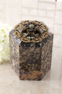 Tall Maltese Crystal Cross Soapstone Box