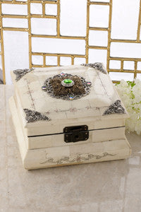 Jeweled Peridot Crystal Keepsake Bone Box