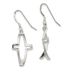 Sterling Silver Cross Ichthus Fish Dangle Earrings