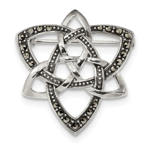 Sterling Silver Antiqued Marcasite Celtic Knot Pin