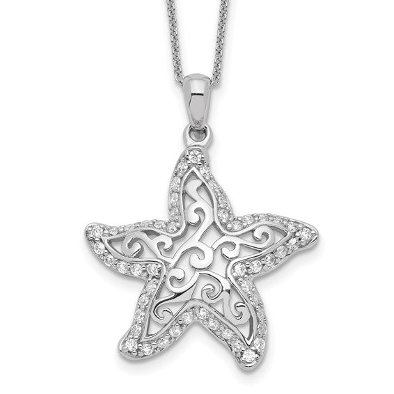 Sterling Silver Rhodium-plated CZ Make A Difference 18in Necklace