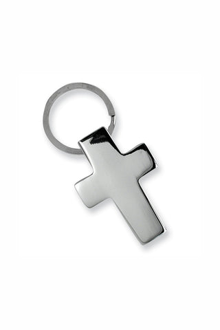 Nickel-plated Cross Key Ring