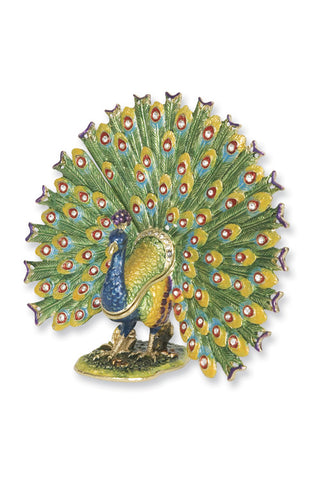 Trinket Box "Proud as a Peacock" Strutting Peacock