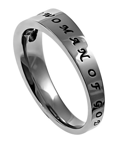 CZ Solitaire Scripture Band-Woman of God