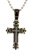 Steel Black Plated Diamond Cross Necklace