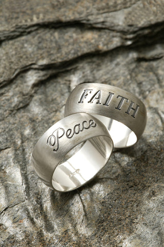 Sterling Silver Ring Peace or Faith