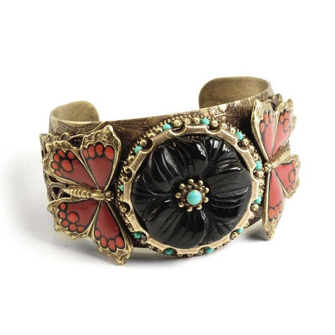 Monarch Butterfly & Onyx Flower Bracelet---- Retired ----Last one