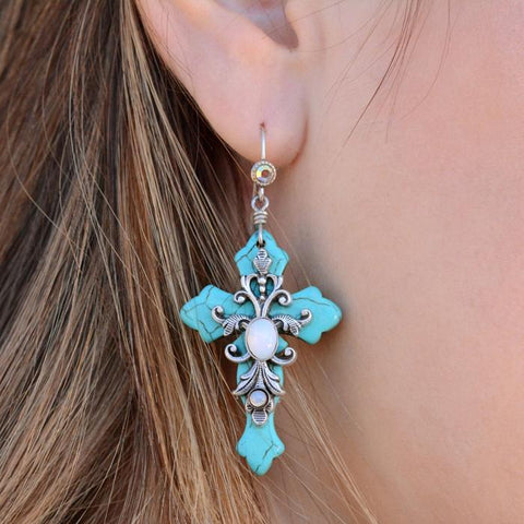 Turquoise Crosses Earrings