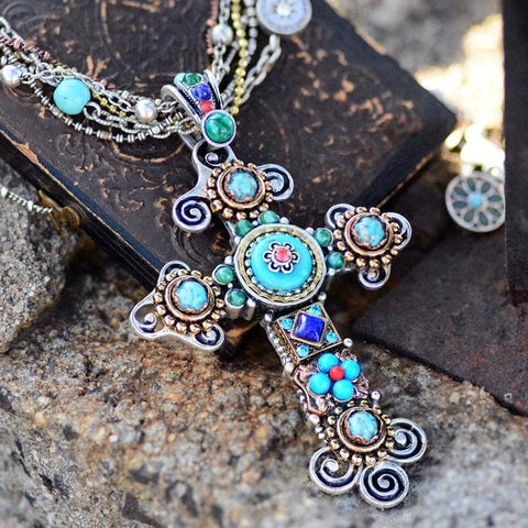 Desert Gypsy Jeweled Cross Pendant