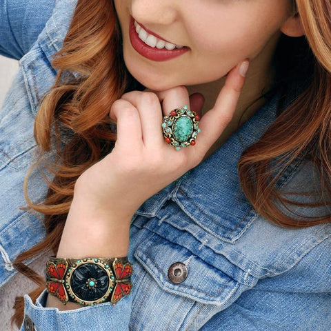 Monarch Butterfly & Onyx Flower Bracelet---- Retired ----Last one