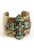 Turquoise Jeweled Crystal Cross Cuff Bracelet