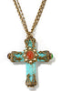 Turquoise Cathedral LARGE Cross Pendant