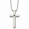 Titanium Polished 1/2pt. Diamond Cross 22in Necklace