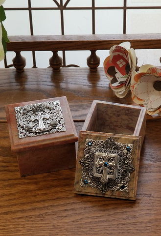 Baby Keepsake Soapstone Box - Gemstone & Cross - Choice of Colors