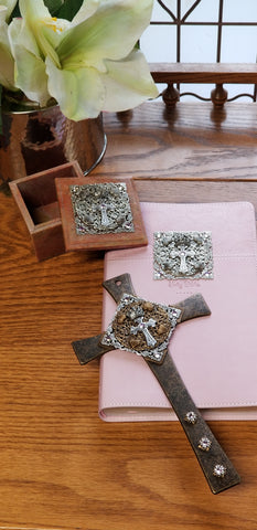Baby Keepsake Brass Cross Pink ------ Limited Quantities