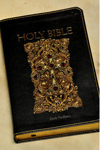 NAB Catholic Holy Bible Black Leather with Ruby Crystal