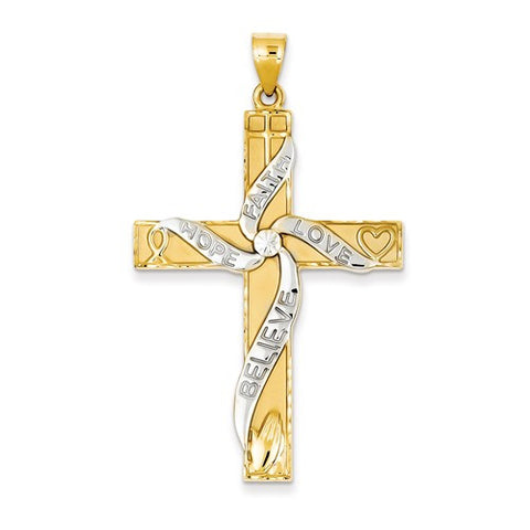 14K Gold & Rhodium Latin Cross Pendant Only