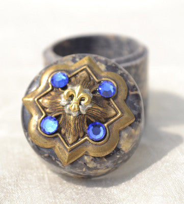 Fleur De Lis Jeweled Soapstone Box