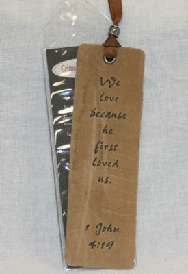 Leather Scripture Bookmarks 1 John 4:19