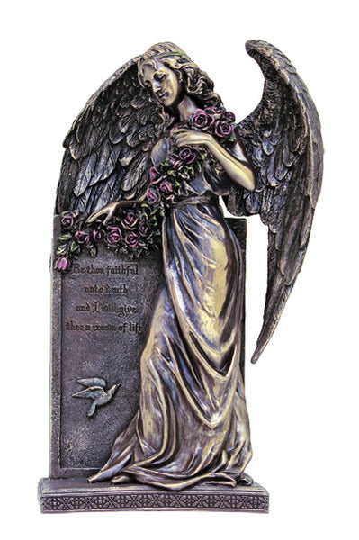 Sorrowful standing Angel,hand-painted cold cast bronze,10.5"