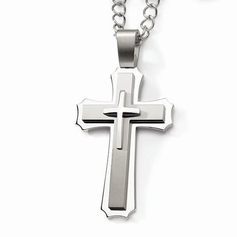4 Inch Giant Size Stainless Steel 3-Layer Cross Pendant