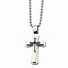LARGE Stainless Steel and Black Rubber Triple Layer Cross Pendant