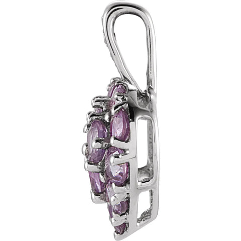 14kt White Amethyst & .01 CTW Diamond Heart Pendant