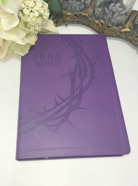 KJVER Holy Bible Crown of Thorns Design Large Print-Royal Purple Ultrasoft