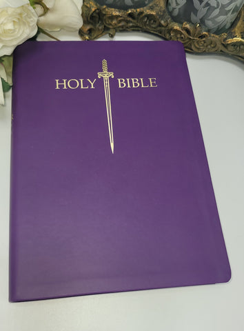 KJVER Sword Large Print Holy Bible, Imitiation Leather, royal purple - INDEXED