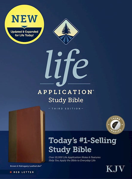 KJV Life Application Study Bible, Third Edition--soft leather-look, brown/mahogany (indexed)