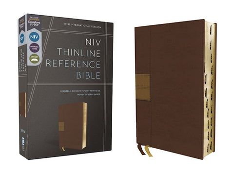 NIV Thinline Reference Bible (Comfort Print)-Brown Leathersoft
