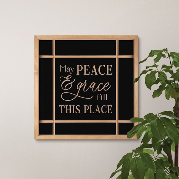 Carved Art-May Peace And Grace Fill This Place (21" x 21")