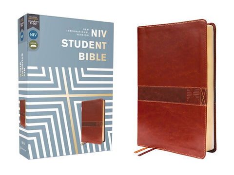 NIV Student Bible (Comfort Print)-Brown Leathersoft Indexed