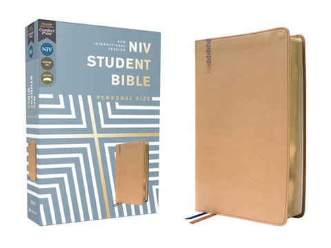 NIV Student Bible/Personal Size (Comfort Print)-Tan Leathersoft Indexed