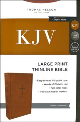 KJV Thinline Bible/Large Print (Comfort Print)-Chestnut Leathersoft Holy Bible