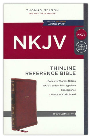 NKJV Thinline Reference Bible (Comfort Print)-Brown Leathersoft
