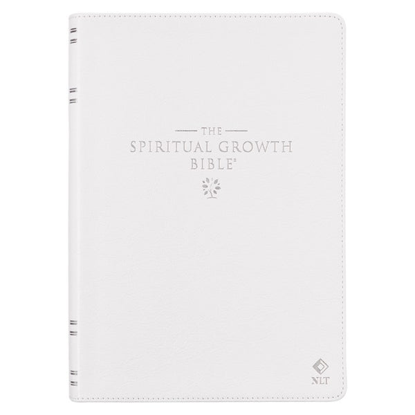 NLT Spiritual Growth Bible-White Full-Grain Leatherr Indexed