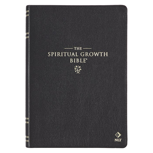 NLT Spiritual Growth Bible-Black Full-Grain Leather Indexed