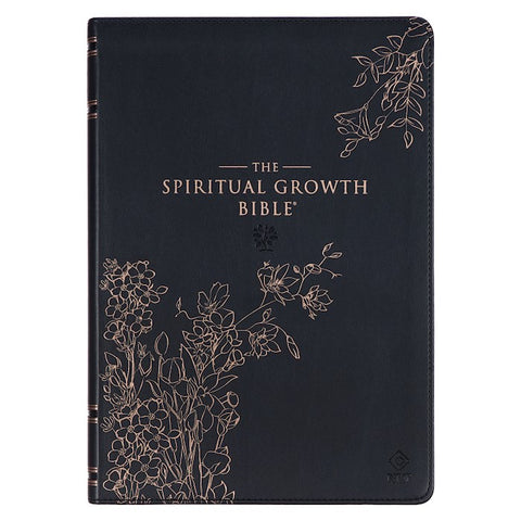 NLT Spiritual Growth Bible-Black Floral Faux Leather Indexed