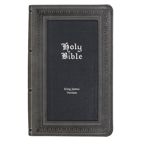 KJV Giant Print Bible-Gray/Black LuxLeather